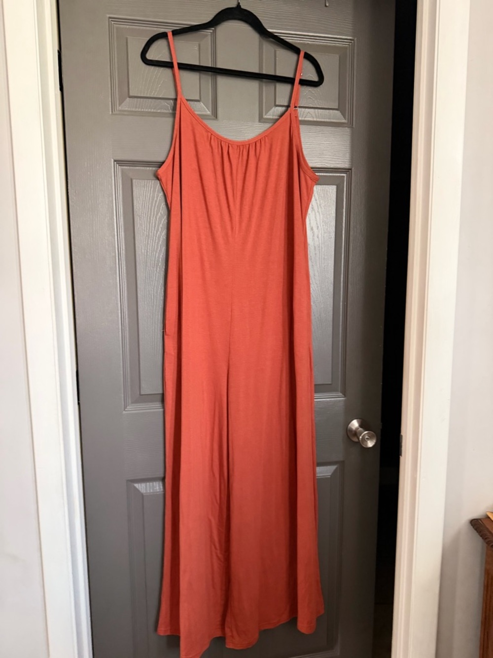 Women's Rust Orange Spaghetti-Strap Jumpsuit